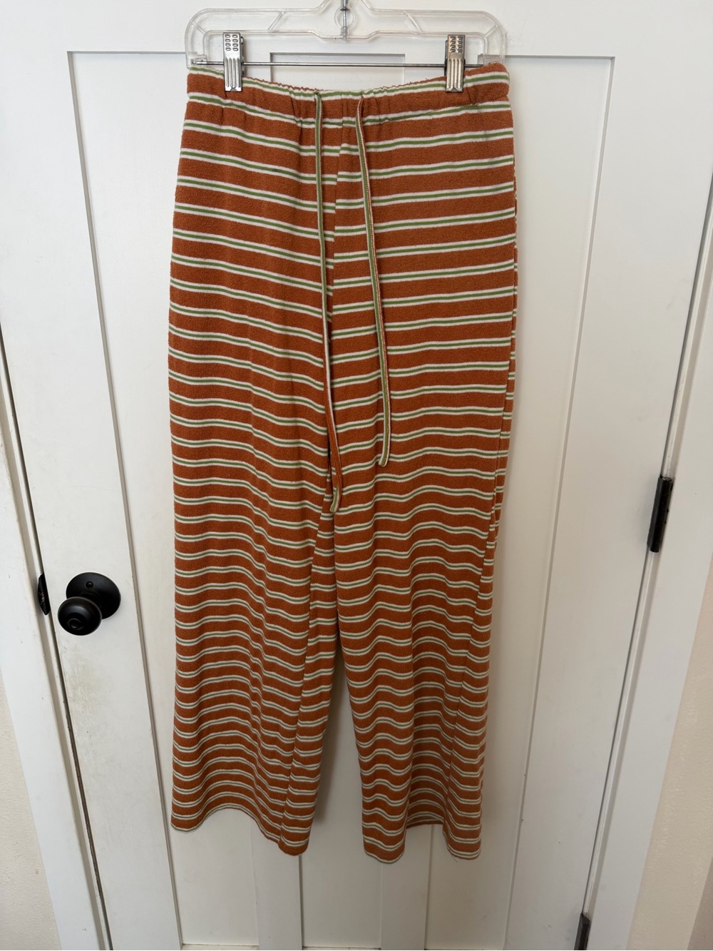 Bailey Rose Striped Terry Cloth Pull on Pants Size XS Orange Green white